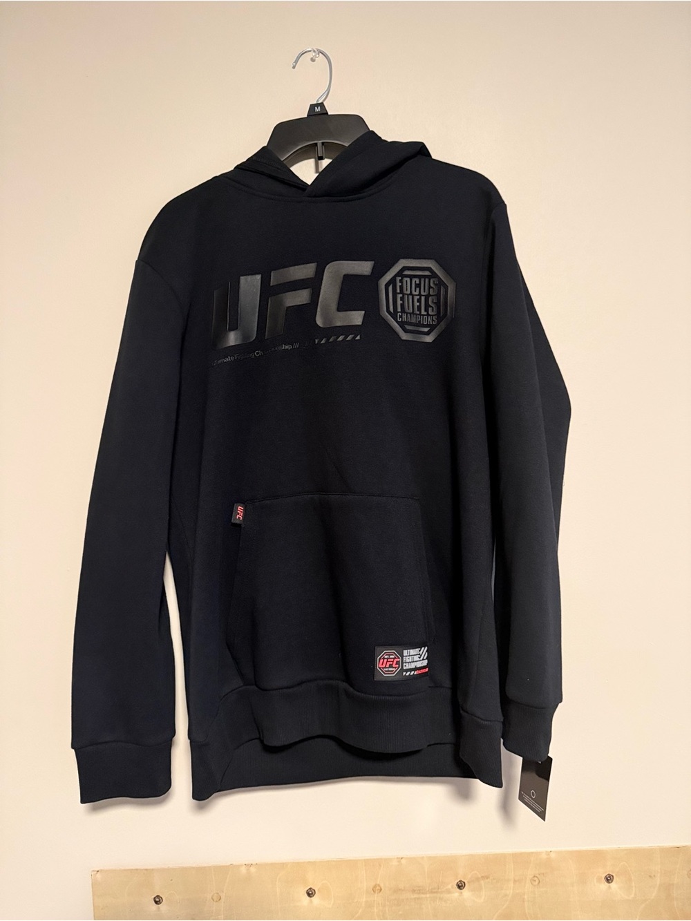 UFC Black Crewneck Hoodie with Tonal Logo